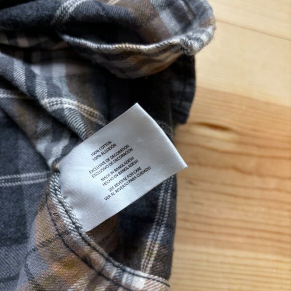 Eddie Bauer Flannel Shirt Small Gray Brown Button Up Long Sleeve Outdoors - Picture 9 of 12